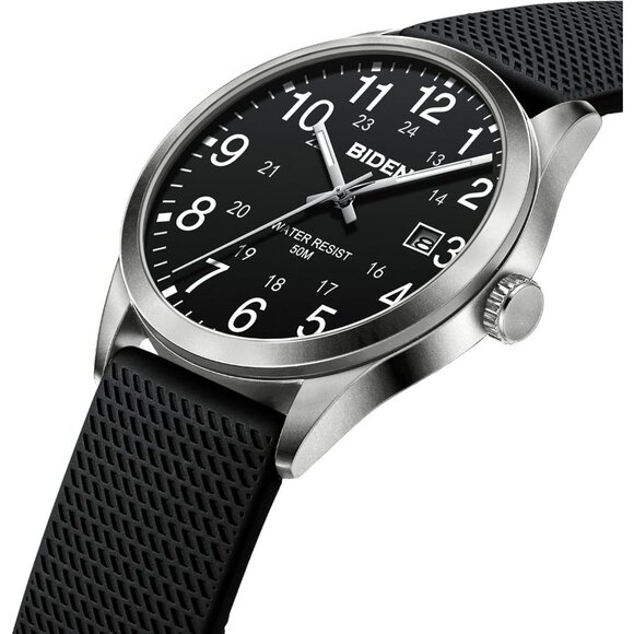 ⚡Silver Black Mens Watches Analog Quartz Sports Unisex Fashion Casual Designer - Picture 2 of 9